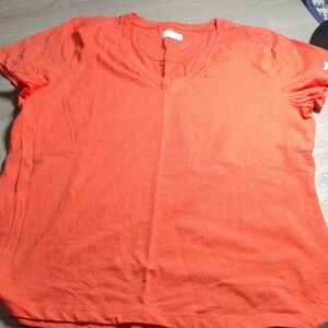 Greg Norman Womens XL Orange Heathered V-Neck Short Sleeve Shark Logo T-Shirt